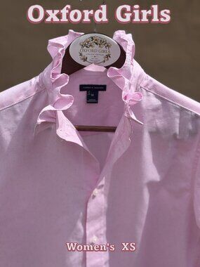 Upcycled Pink ruffle collar shirt  Tommy Hilfiger  XS